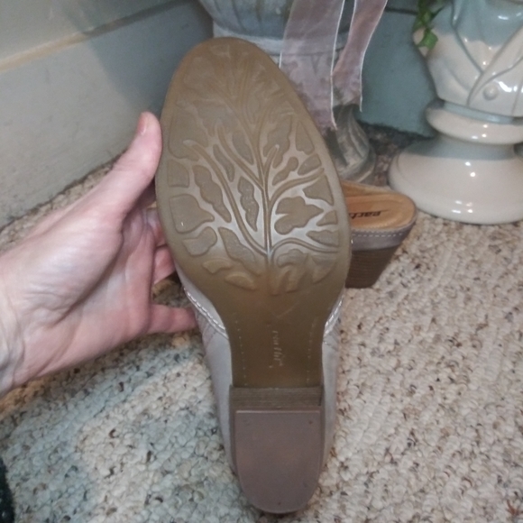 Earth Mendon Boho/Western Studded Taupe Nubuck Leather Mules - Picture 10 of 13